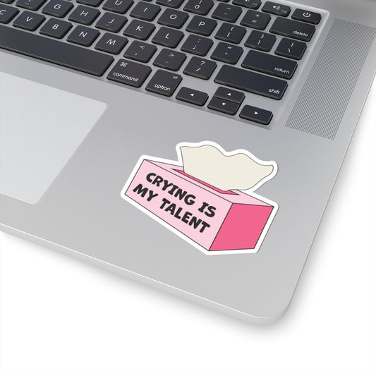 Crying Is My Talent Funny Pink Sticker | Cute Aesthetic Tissue Box Vinyl Decal