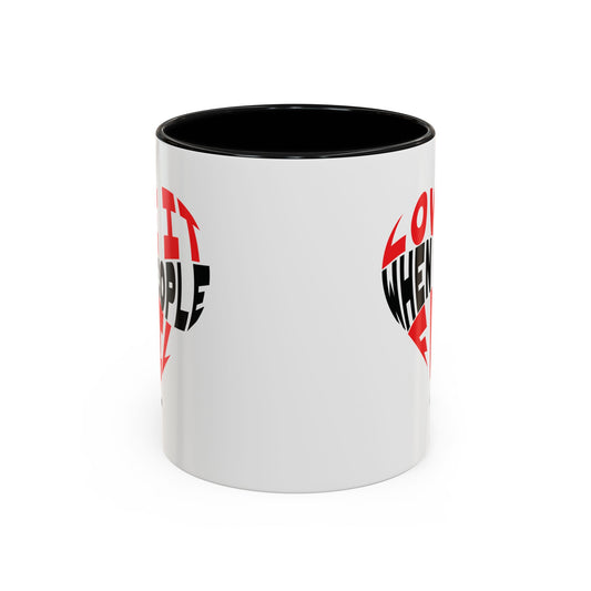 Funny Sarcastic Heart Coffee Mug | Love It When People Fail (jk) Accent Mug