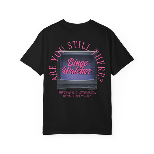 Binge Watcher Graphic Shirt – Pink Retro Television Aesthetic