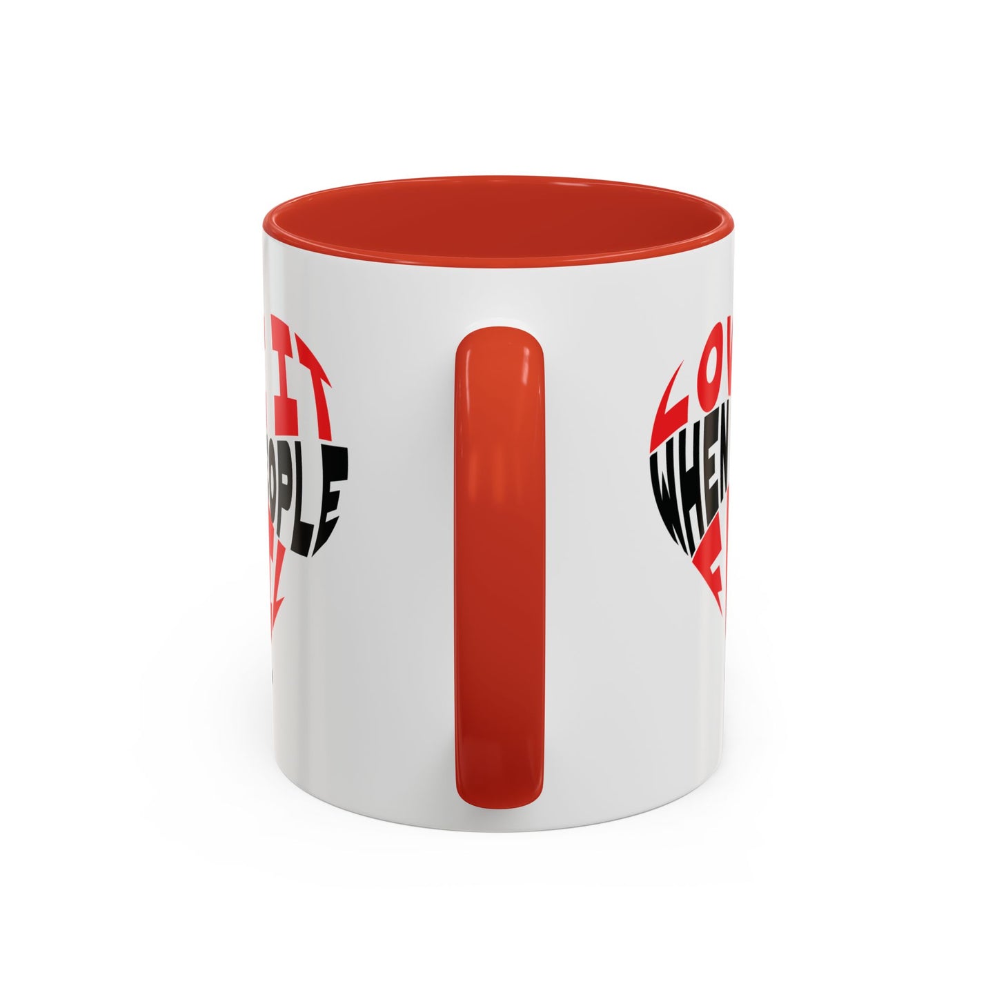 Funny Sarcastic Heart Coffee Mug | Love It When People Fail (jk) Accent Mug
