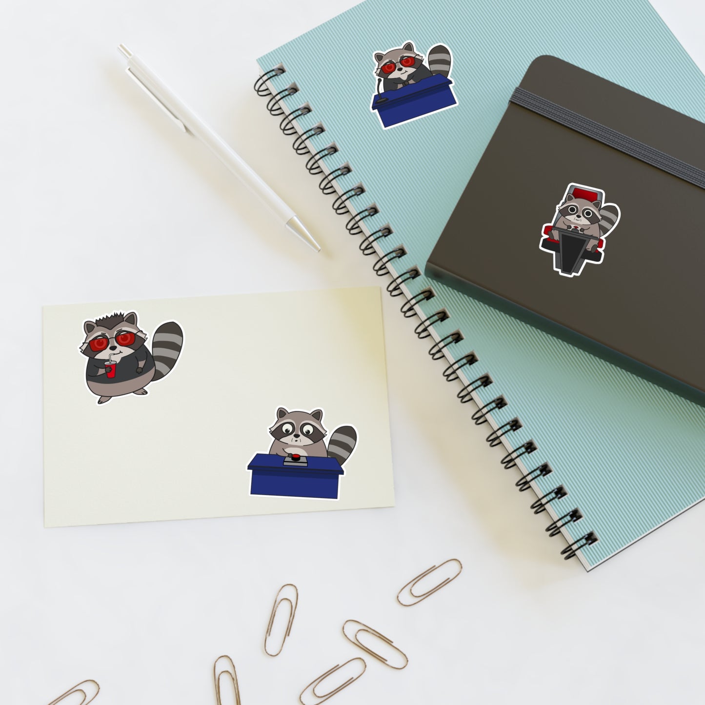 Raccoon's Got Talent Sticker Sheet | Funny Trash Panda Character Decal Pack