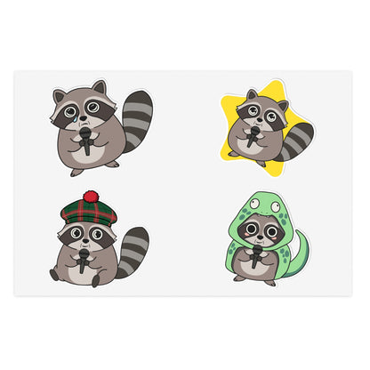 Raccoon's Got Talent Sticker Sheet Vol 2 | Funny Trash Panda Costume Decal Pack
