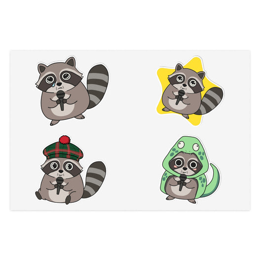 Raccoon's Got Talent Sticker Sheet Vol 2 | Funny Trash Panda Costume Decal Pack