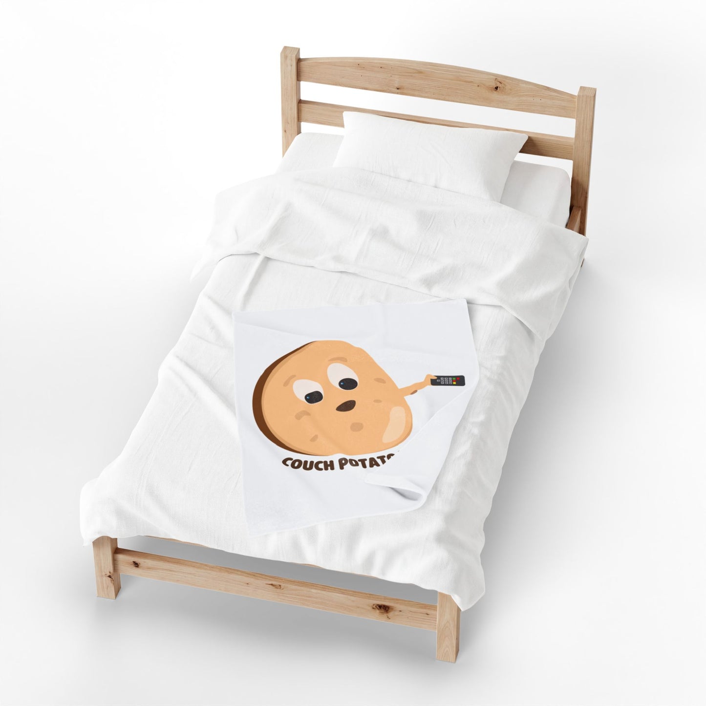 Couch Potato Vibes Funny Plush Blanket | Cozy Velveteen Throw