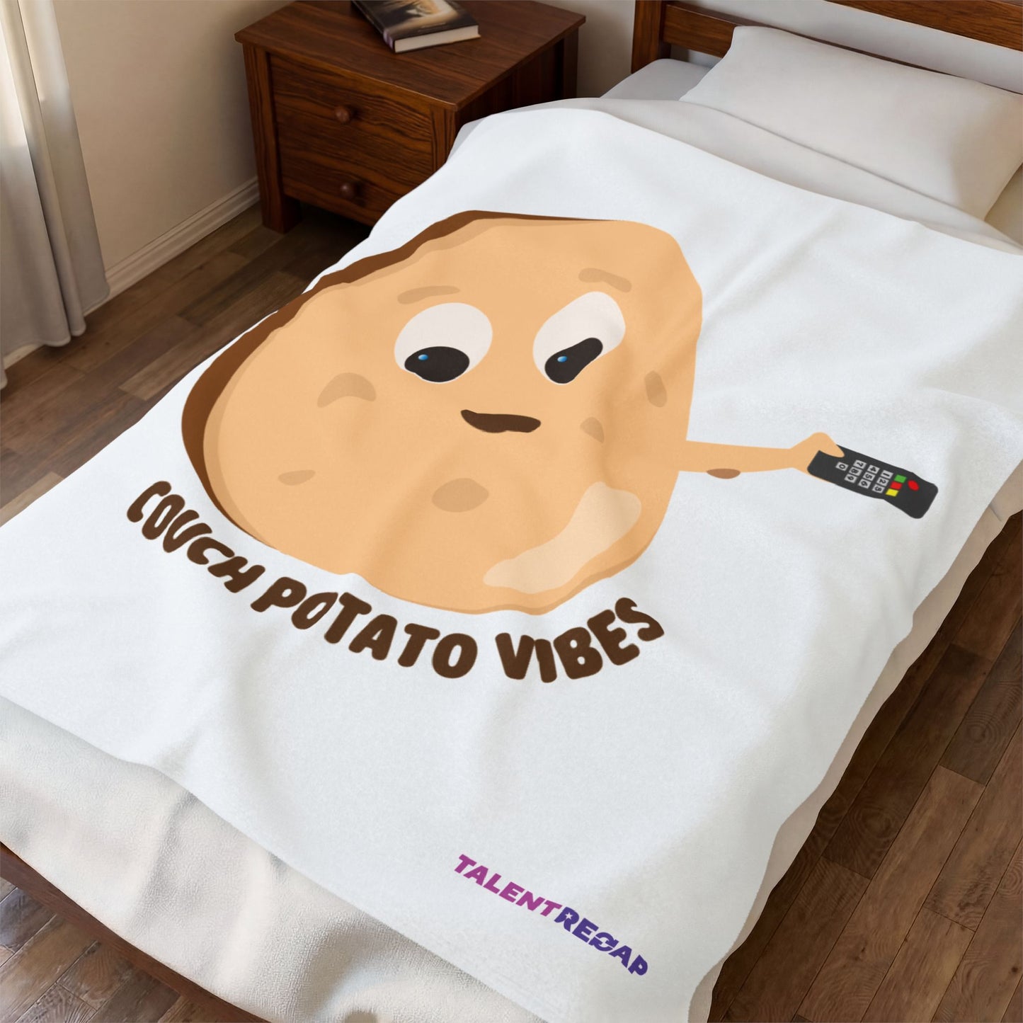 Couch Potato Vibes Funny Plush Blanket | Cozy Velveteen Throw