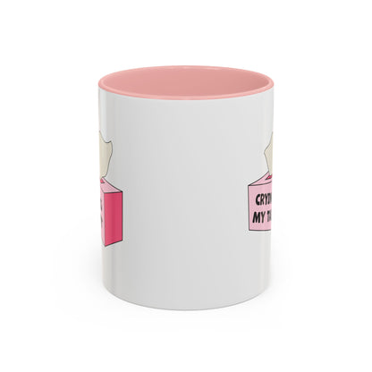 Crying Is My Talent Funny Pink Accent Mug | Cute Relatable Tissue Box Gift