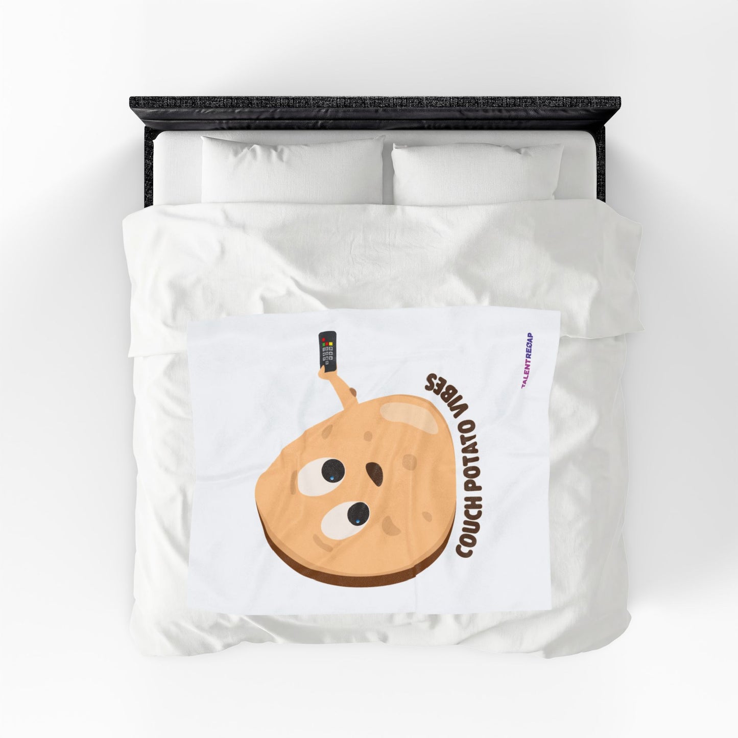 Couch Potato Vibes Funny Plush Blanket | Cozy Velveteen Throw