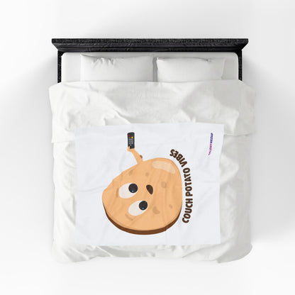 Couch Potato Vibes Funny Plush Blanket | Cozy Velveteen Throw