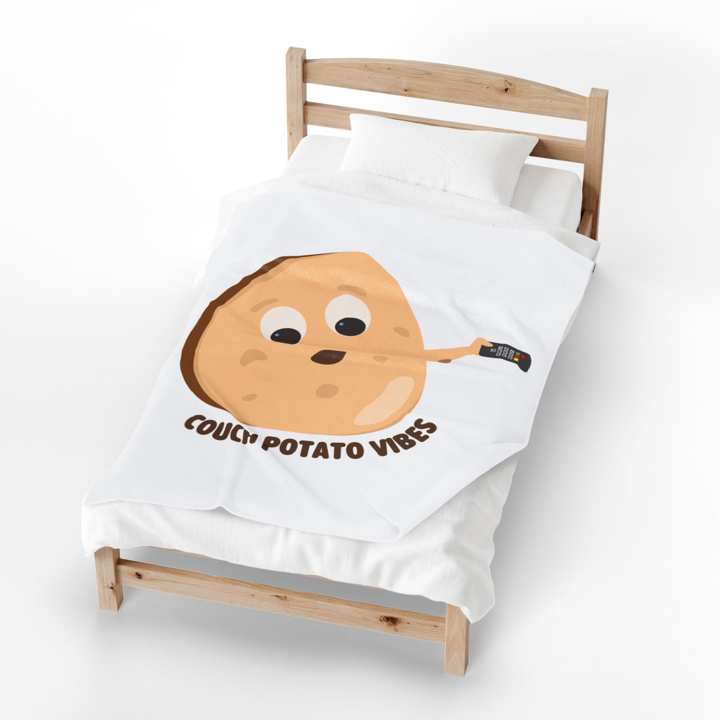 Couch Potato Vibes Funny Plush Blanket | Cozy Velveteen Throw