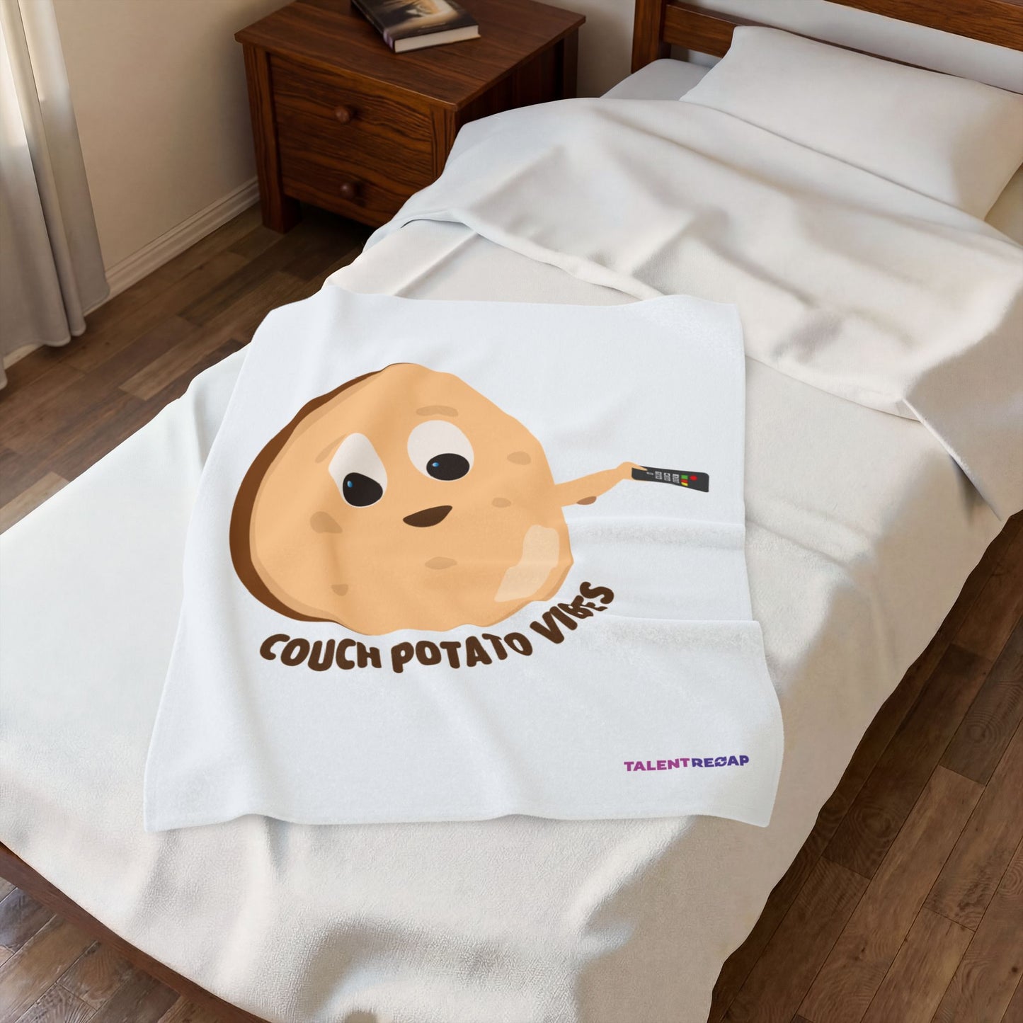 Couch Potato Vibes Funny Plush Blanket | Cozy Velveteen Throw