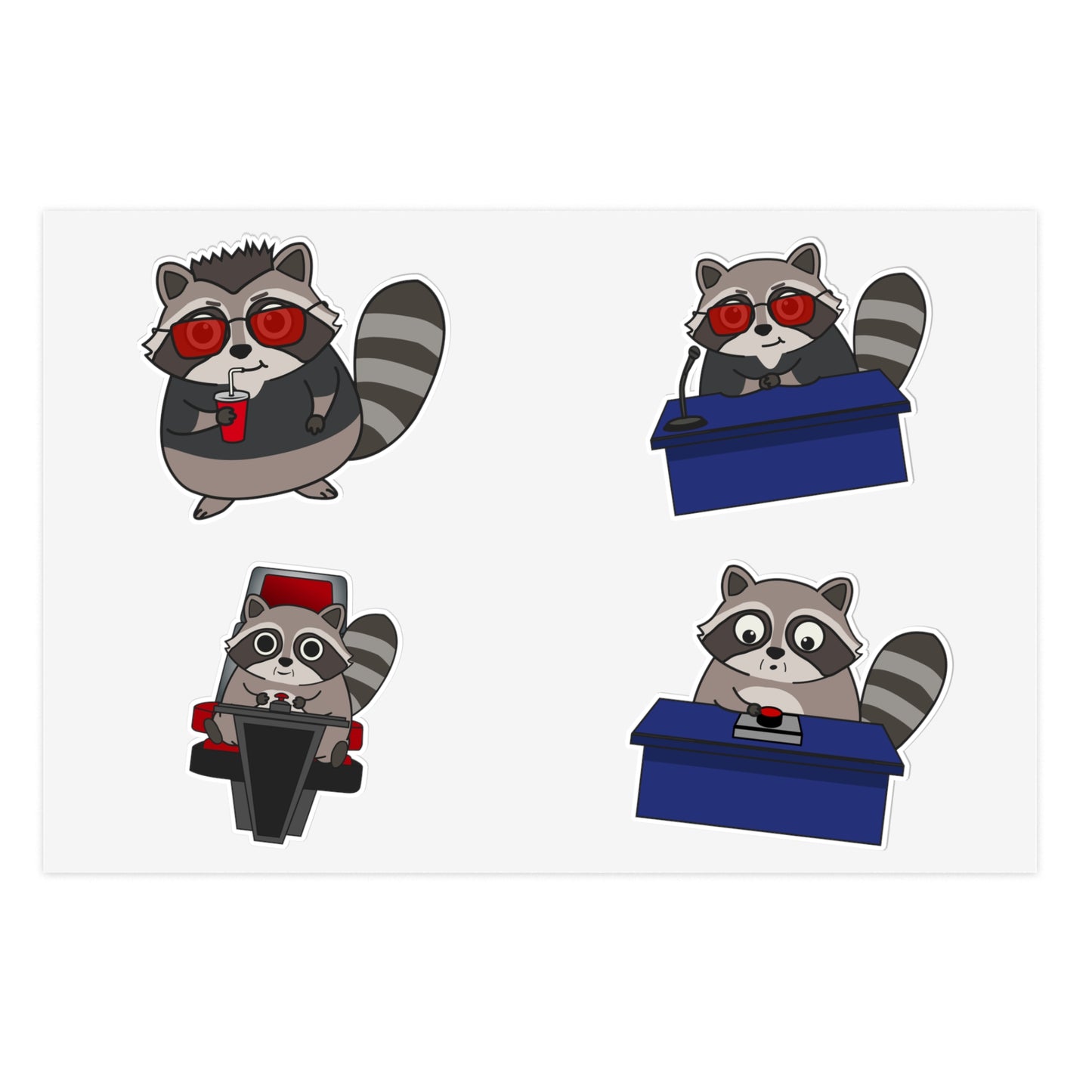 Raccoon's Got Talent Sticker Sheet | Funny Trash Panda Character Decal Pack