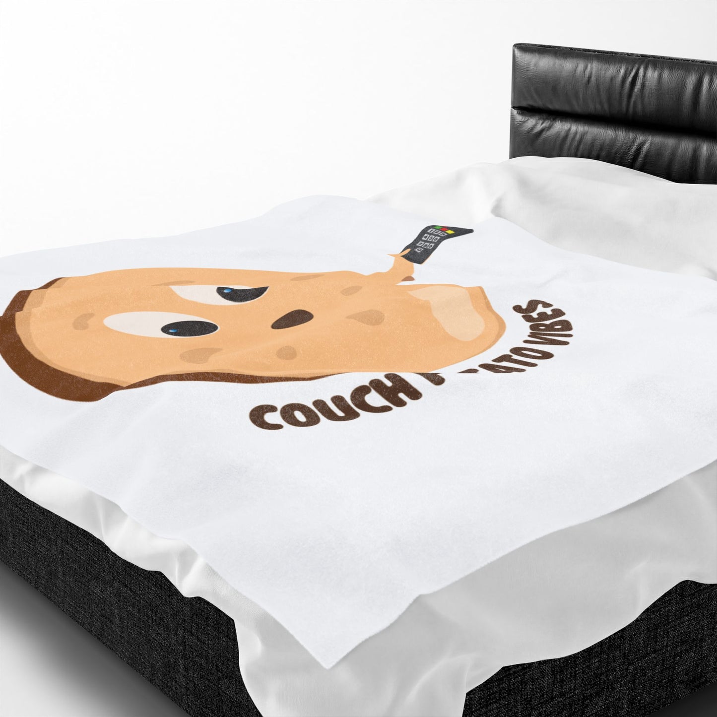 Couch Potato Vibes Funny Plush Blanket | Cozy Velveteen Throw