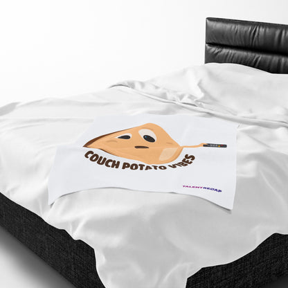 Couch Potato Vibes Funny Plush Blanket | Cozy Velveteen Throw