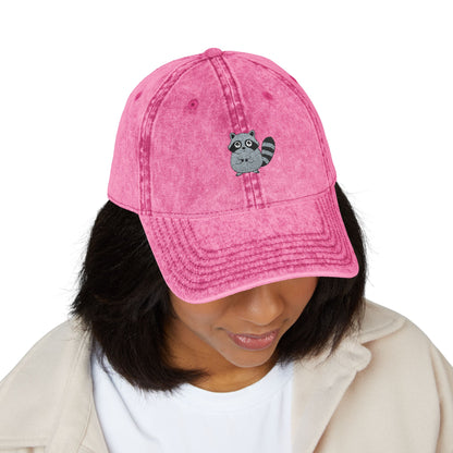 Vintage Raccoon Embroidered Baseball Cap | Washed Cotton Dad Hat