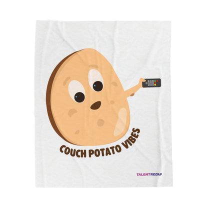 Couch Potato Vibes Funny Plush Blanket | Cozy Velveteen Throw