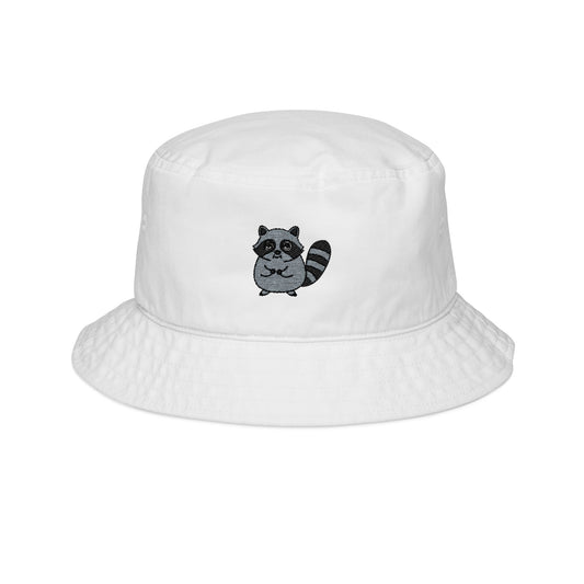 Chaos Raccoon Embroidered Bucket Hat | Funny Trash Panda Streetwear Hat