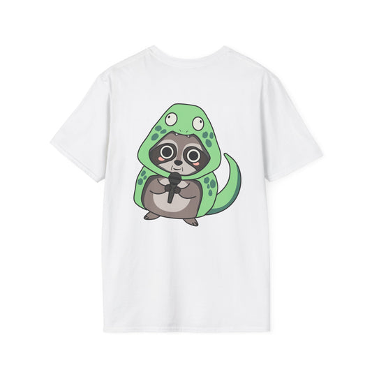 Raccoon in Dino Hoodie Funny Graphic Tee | Trash Panda Dinosaur Streetwear T-Shirt