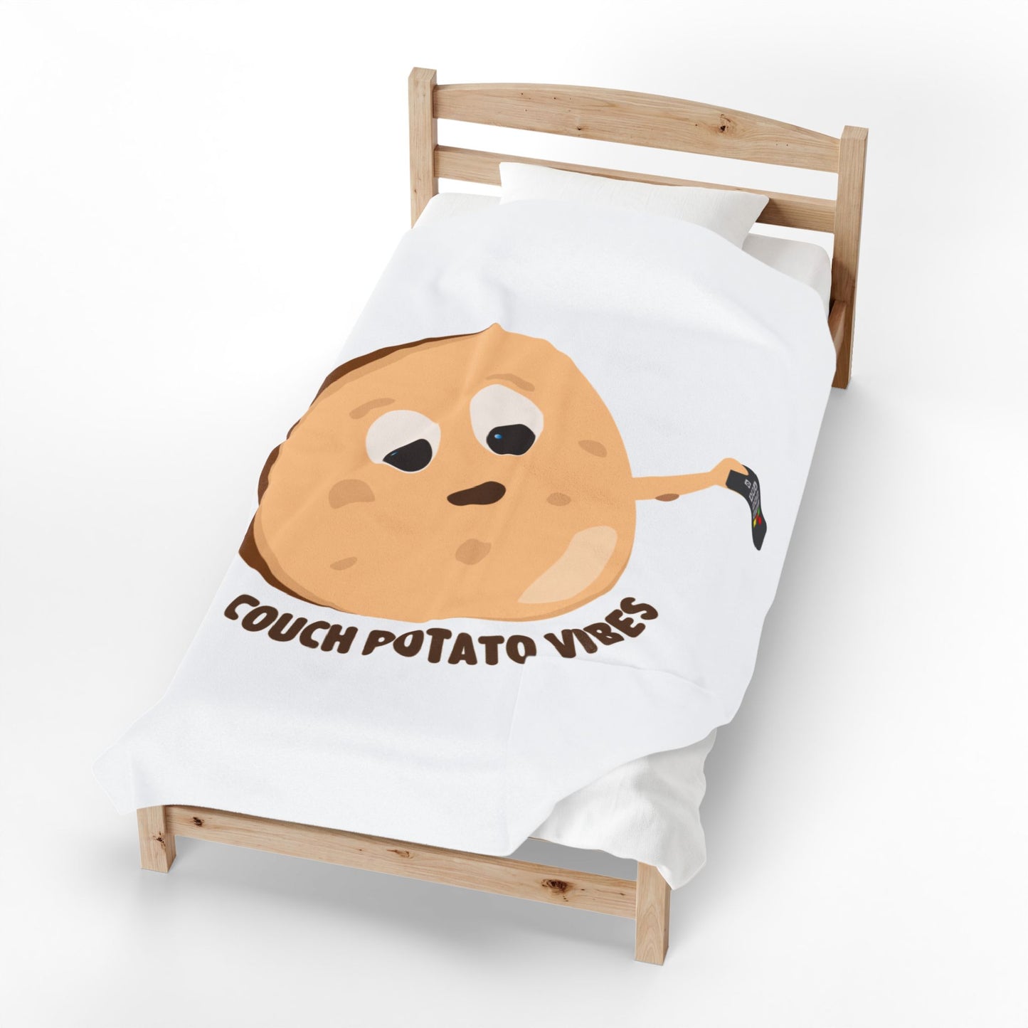 Couch Potato Vibes Funny Plush Blanket | Cozy Velveteen Throw