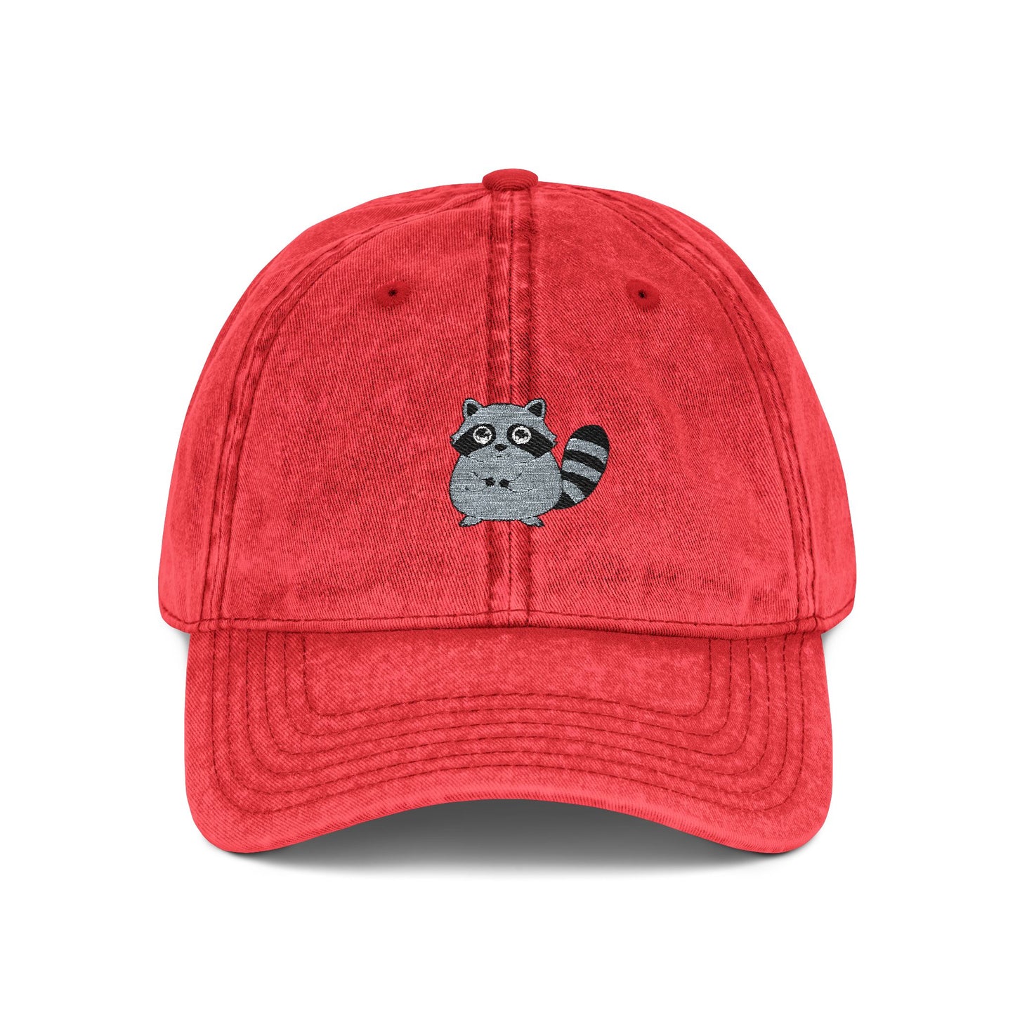 Vintage Raccoon Embroidered Baseball Cap | Washed Cotton Dad Hat