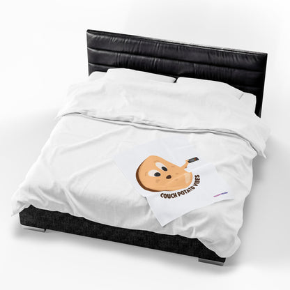 Couch Potato Vibes Funny Plush Blanket | Cozy Velveteen Throw