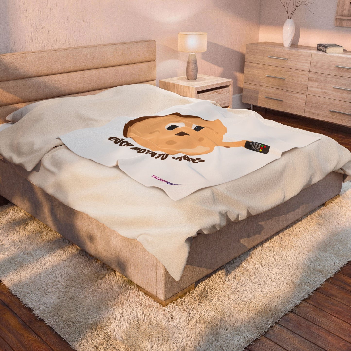 Couch Potato Vibes Funny Plush Blanket | Cozy Velveteen Throw