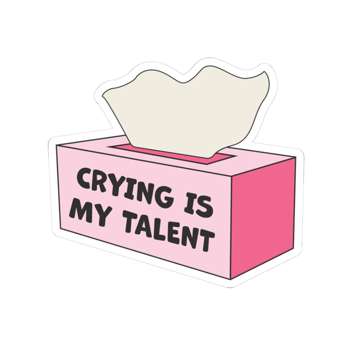 Crying Is My Talent Funny Pink Sticker | Cute Aesthetic Tissue Box Vinyl Decal