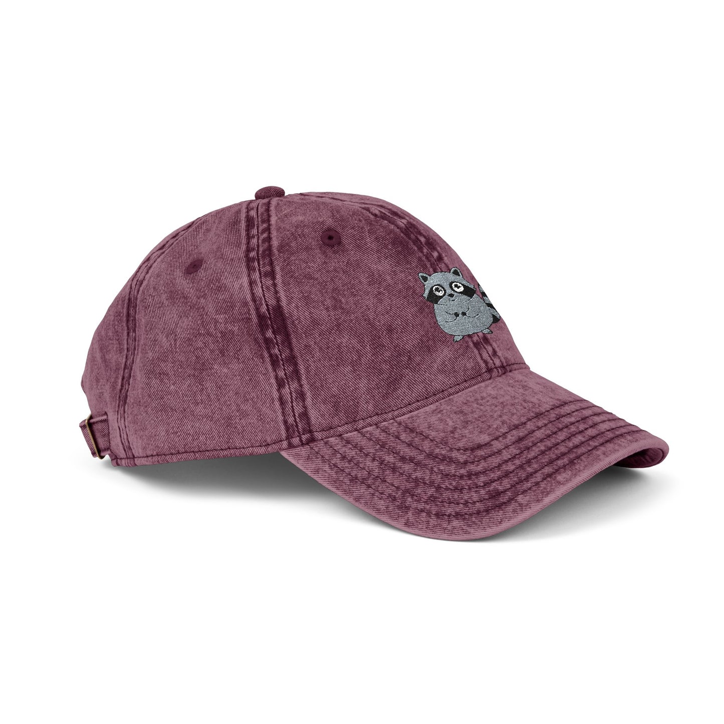 Vintage Raccoon Embroidered Baseball Cap | Washed Cotton Dad Hat