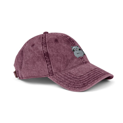 Vintage Raccoon Embroidered Baseball Cap | Washed Cotton Dad Hat