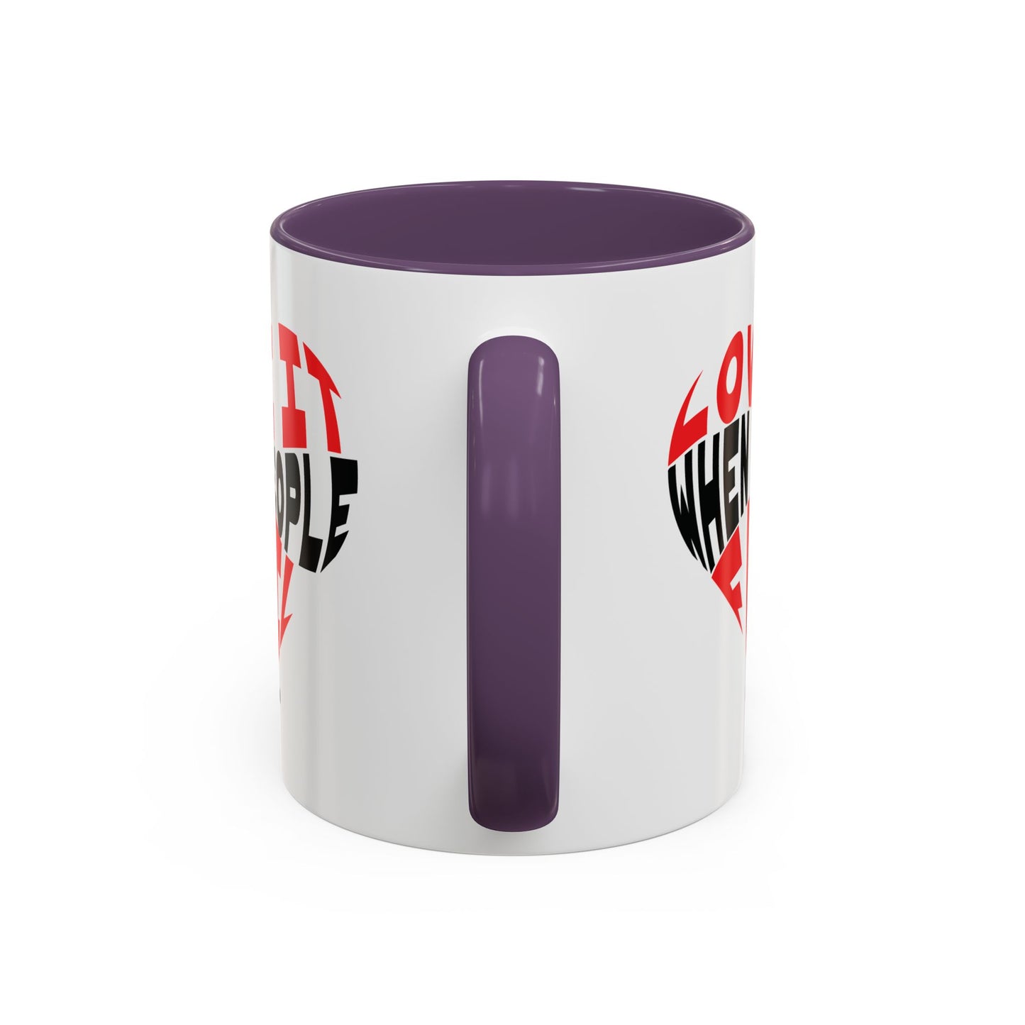 Funny Sarcastic Heart Coffee Mug | Love It When People Fail (jk) Accent Mug