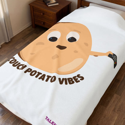 Couch Potato Vibes Funny Plush Blanket | Cozy Velveteen Throw
