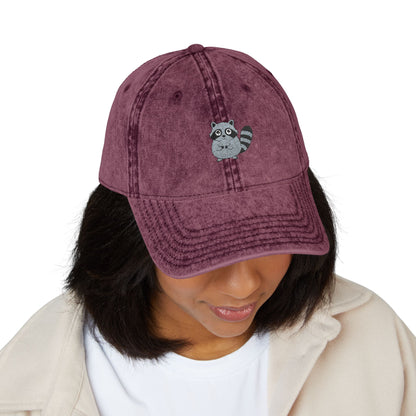 Vintage Raccoon Embroidered Baseball Cap | Washed Cotton Dad Hat