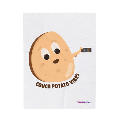 Couch Potato Vibes Funny Plush Blanket | Cozy Velveteen Throw