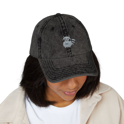 Vintage Raccoon Embroidered Baseball Cap | Washed Cotton Dad Hat