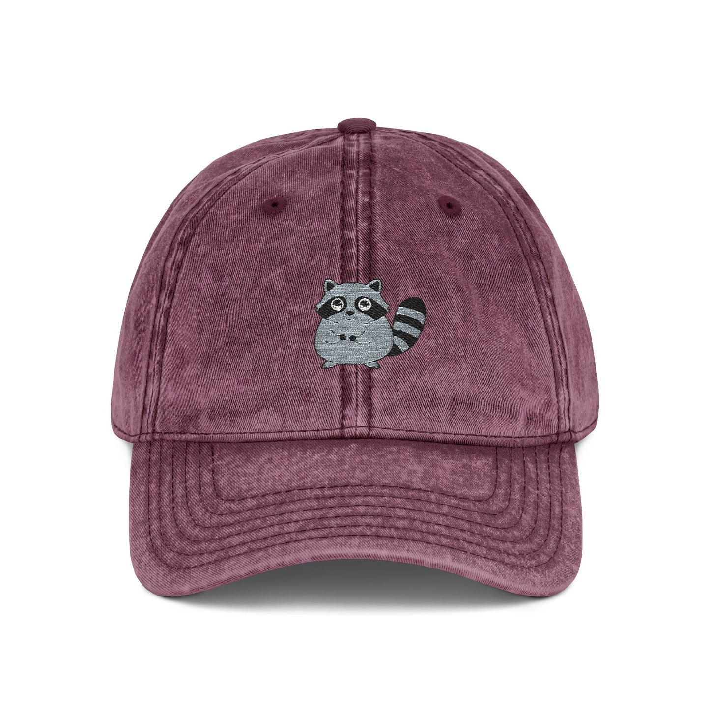 Vintage Raccoon Embroidered Baseball Cap | Washed Cotton Dad Hat