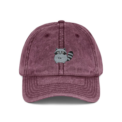 Vintage Raccoon Embroidered Baseball Cap | Washed Cotton Dad Hat