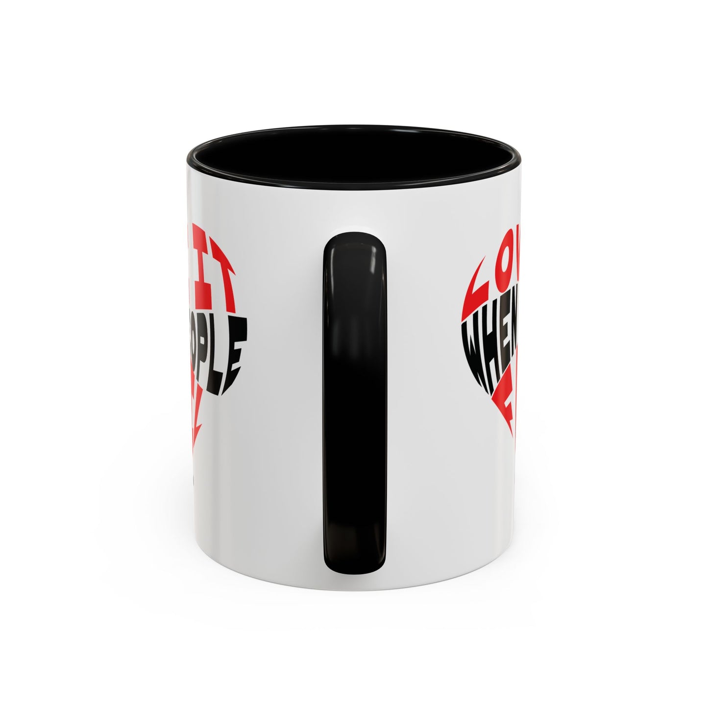 Funny Sarcastic Heart Coffee Mug | Love It When People Fail (jk) Accent Mug