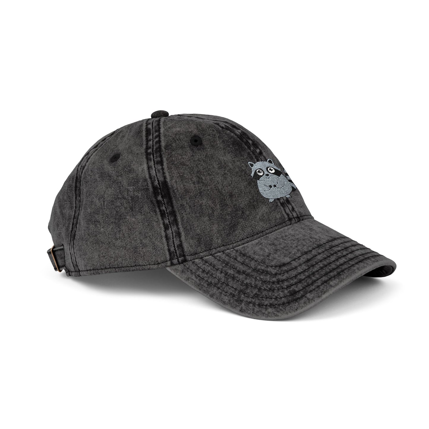 Vintage Raccoon Embroidered Baseball Cap | Washed Cotton Dad Hat