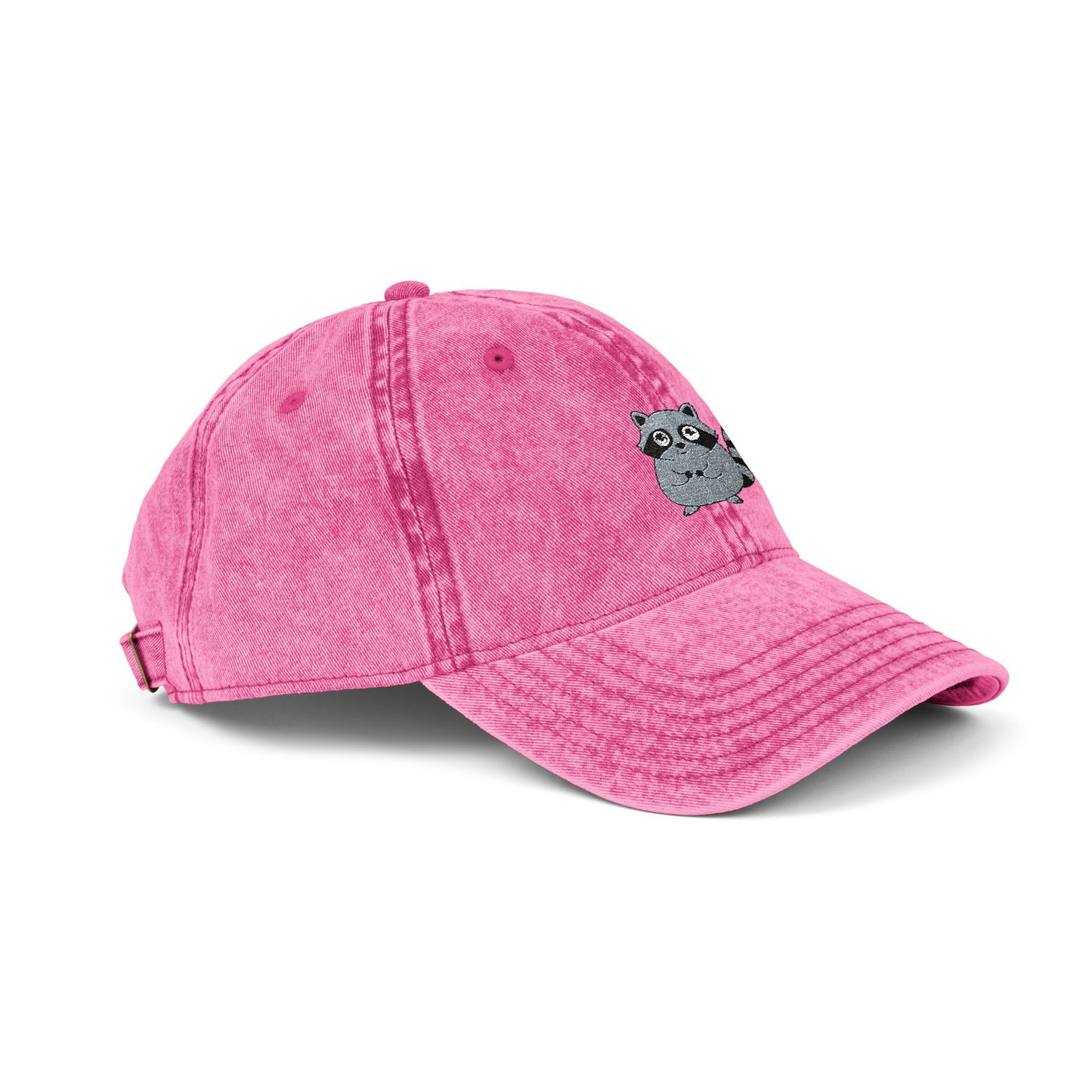 Vintage Raccoon Embroidered Baseball Cap | Washed Cotton Dad Hat