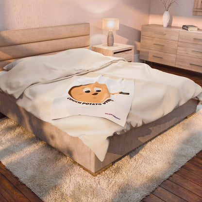 Couch Potato Vibes Funny Plush Blanket | Cozy Velveteen Throw