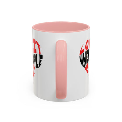 Funny Sarcastic Heart Coffee Mug | Love It When People Fail (jk) Accent Mug