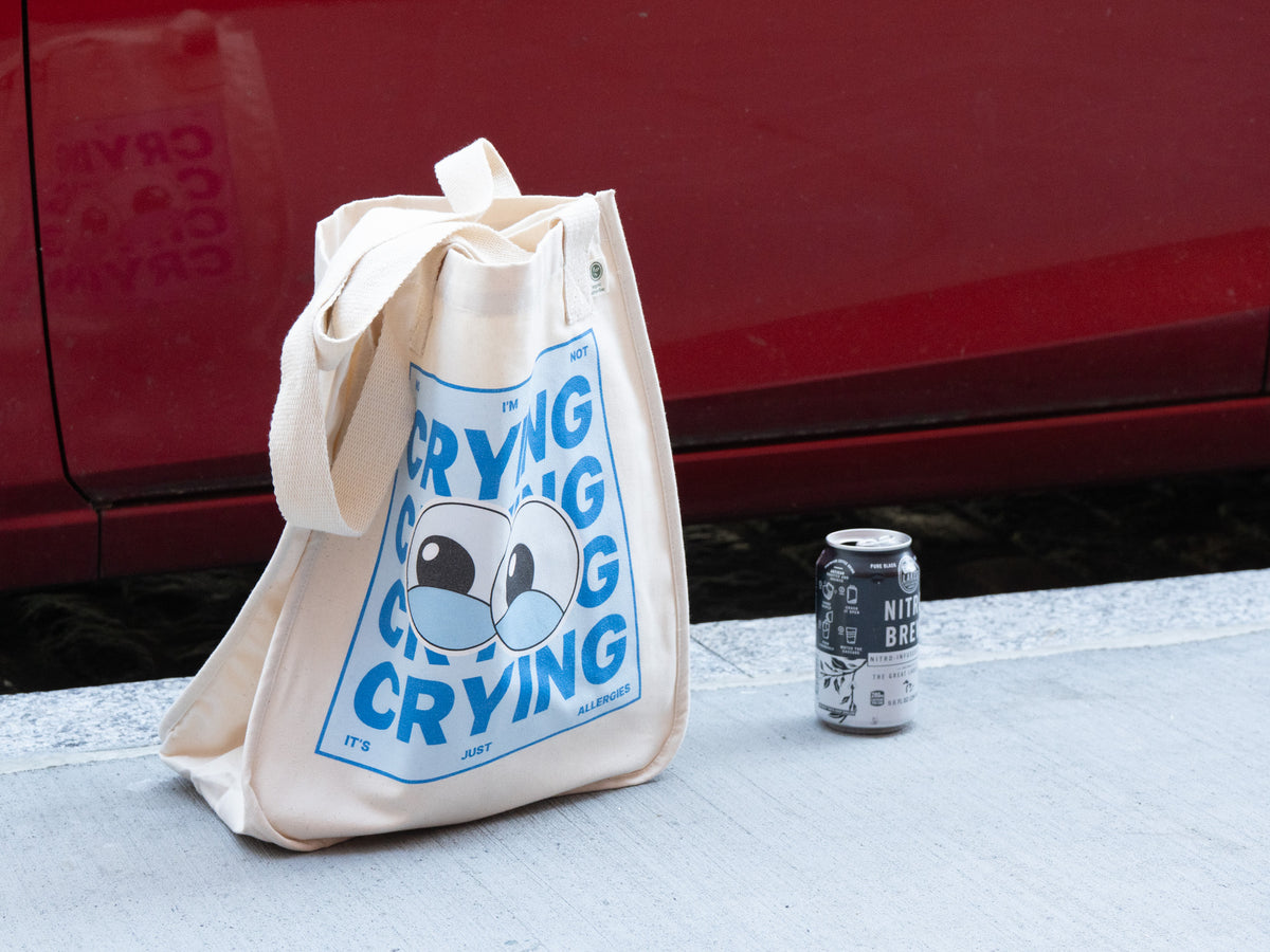 "I'm Not Crying" Funny Allergy Humor Tote Bag | Organic Cotton Canvas Bag