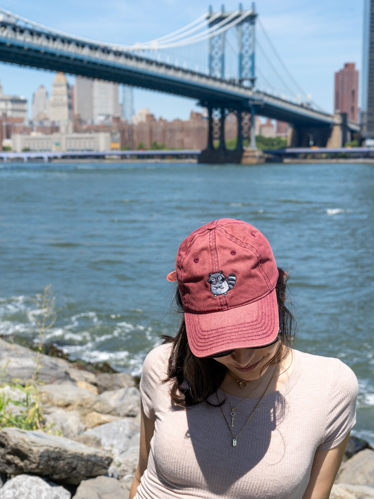 Vintage Raccoon Embroidered Baseball Cap | Washed Cotton Dad Hat