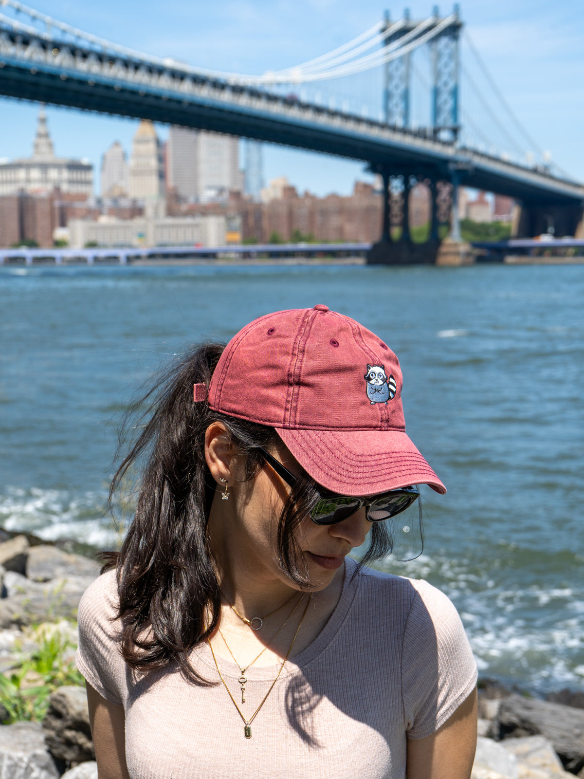 Vintage Raccoon Embroidered Baseball Cap | Washed Cotton Dad Hat