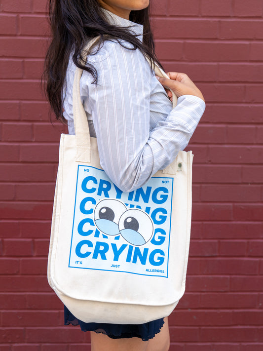 "I'm Not Crying" Funny Allergy Humor Tote Bag | Organic Cotton Canvas Bag