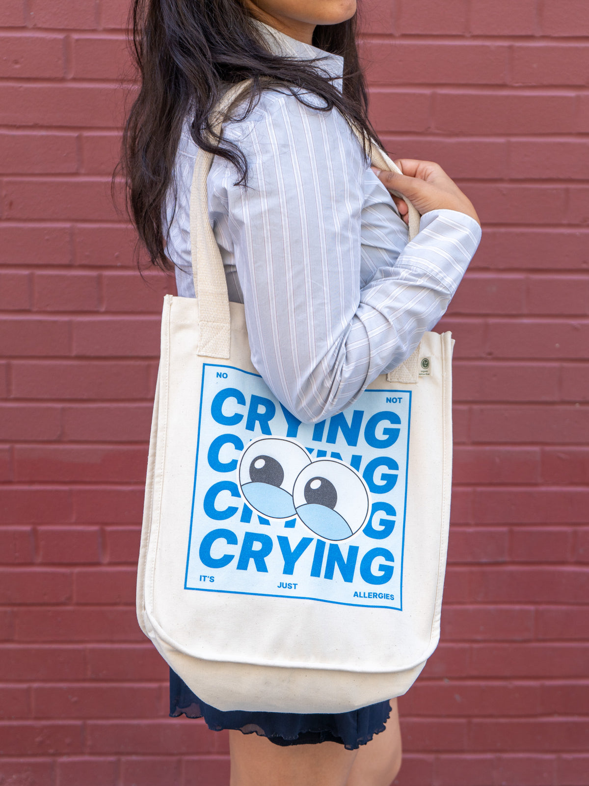 "I'm Not Crying" Funny Allergy Humor Tote Bag | Organic Cotton Canvas Bag