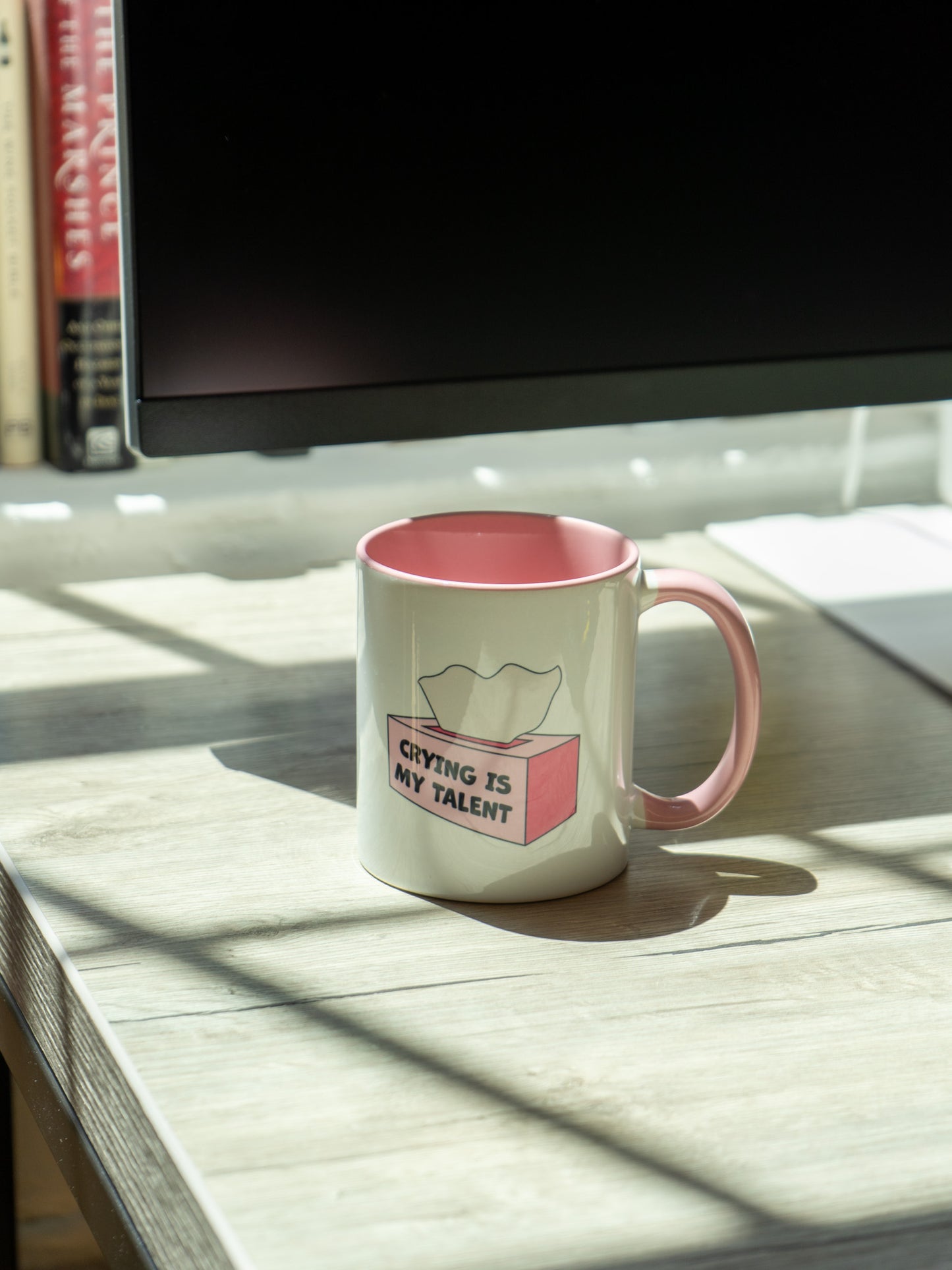 Crying Is My Talent Funny Pink Accent Mug | Cute Relatable Tissue Box Gift