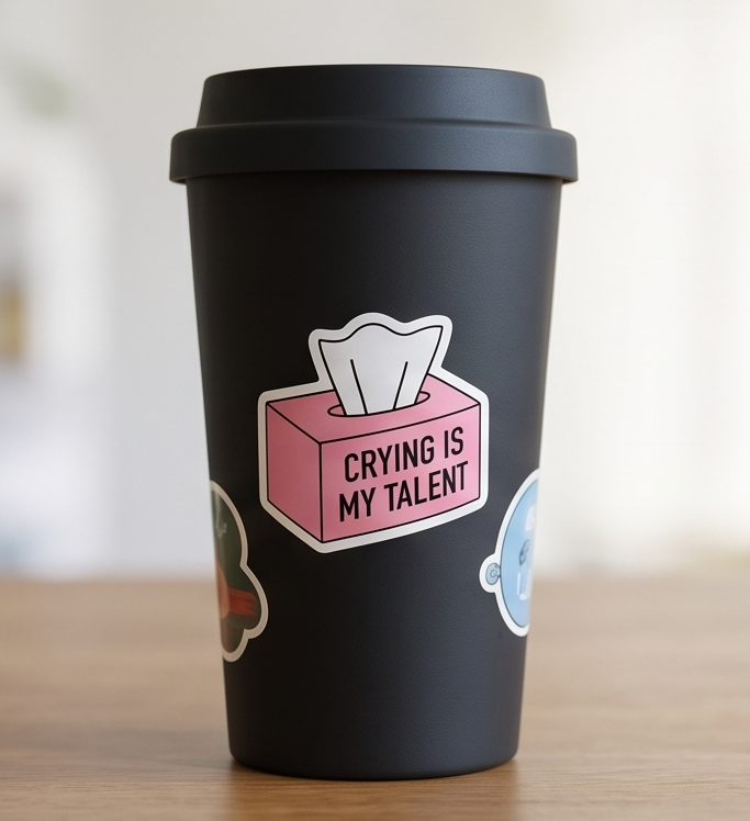 Crying Is My Talent Funny Pink Sticker | Cute Aesthetic Tissue Box Vinyl Decal