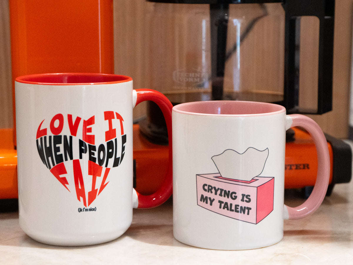 Crying Is My Talent Funny Pink Accent Mug | Cute Relatable Tissue Box Gift
