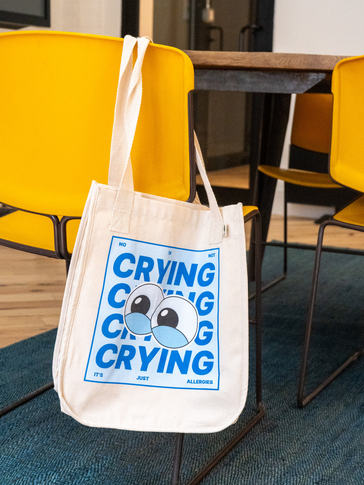 "I'm Not Crying" Funny Allergy Humor Tote Bag | Organic Cotton Canvas Bag