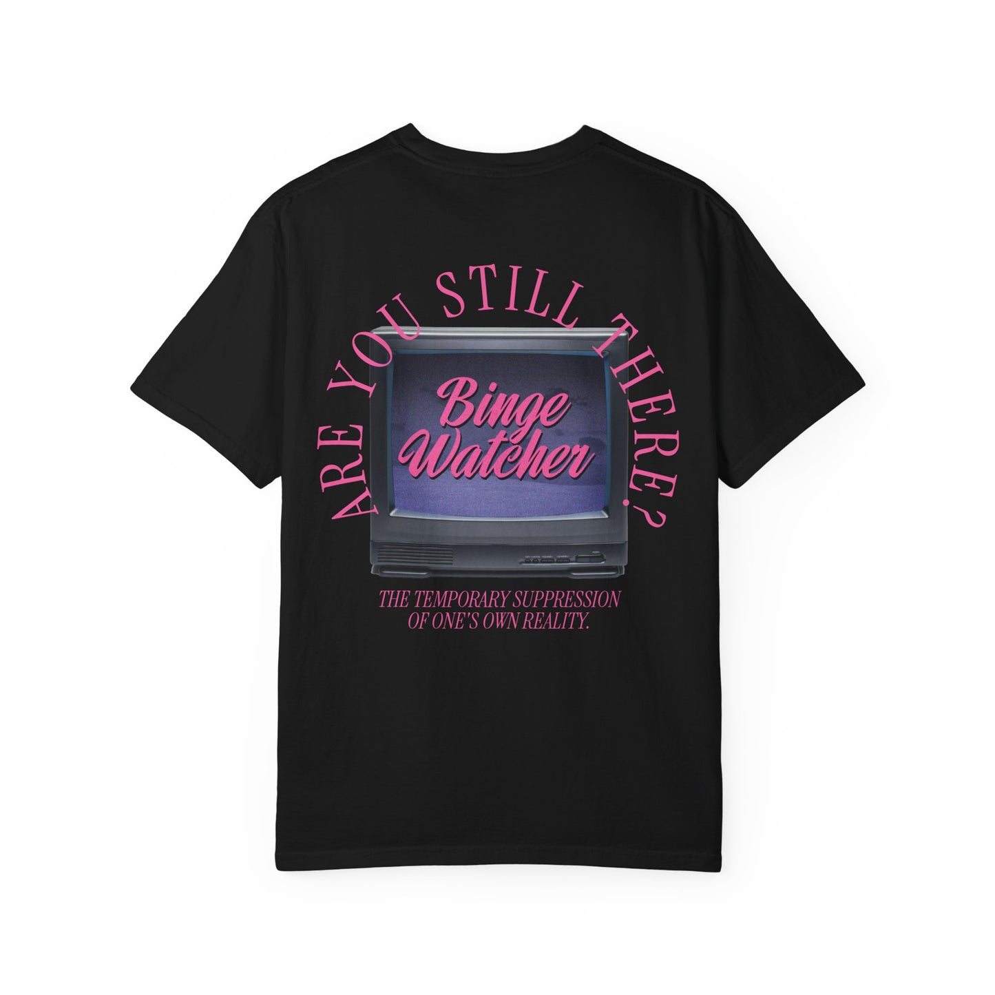 Binge Watcher Graphic Shirt – Pink Retro Television Aesthetic